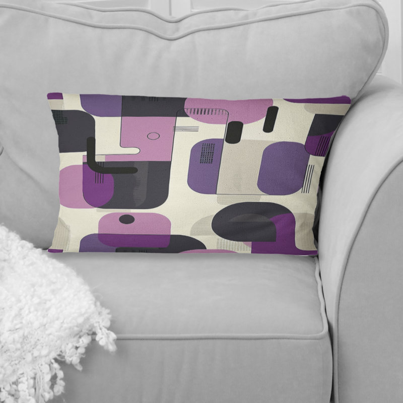 Coussin lombaire mauve à motif géométrique rétro