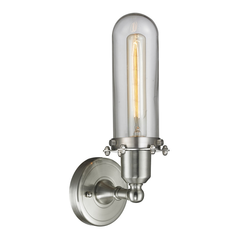 Eleanor Armed Sconce, Clear, Brushed Satin Nickel