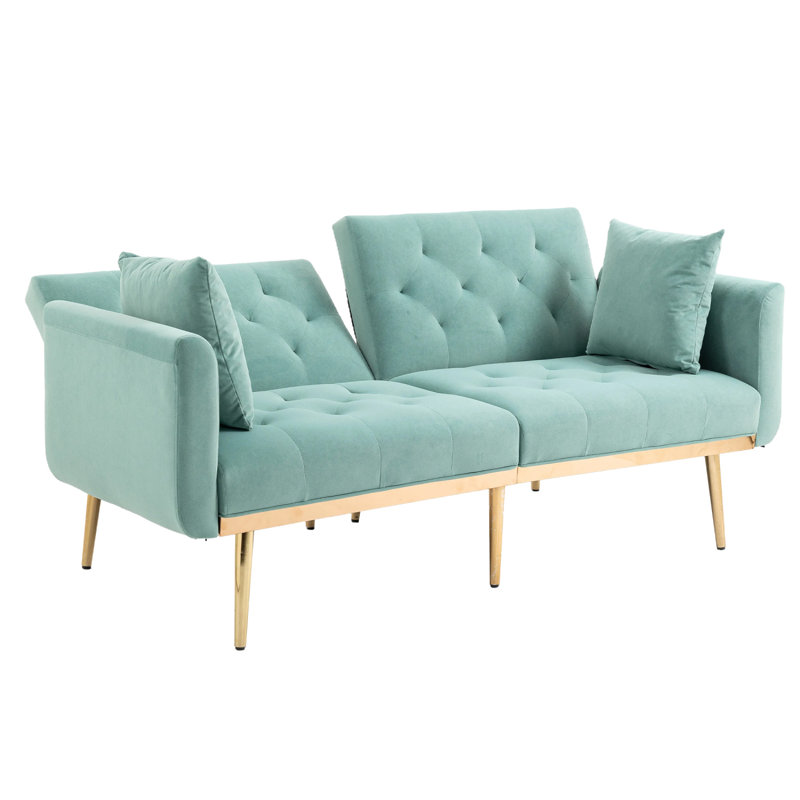 Canapé moderne COOLMORE, canapé d'appoint en velours, canapé avec pieds en métal, Vert menthe