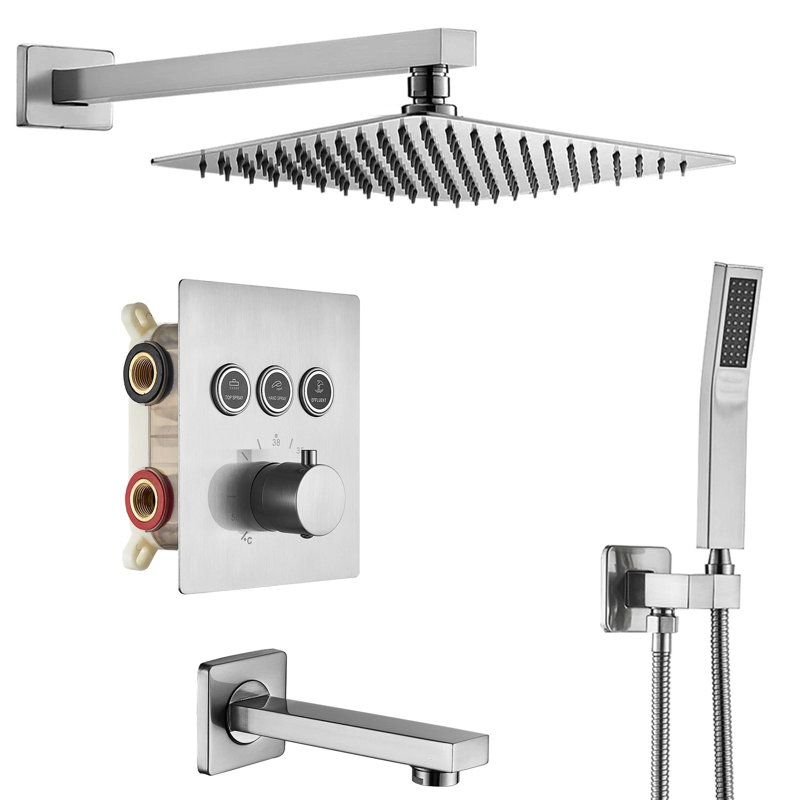 Ensemble de robinet de douche thermostatique avec robinet de baignoire 12 po avec valve
