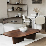  Table basse ovale en bois massif brun noisette