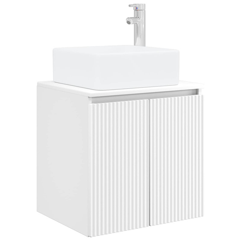 Single Bathroom Vanity with Ceramic Basin, White