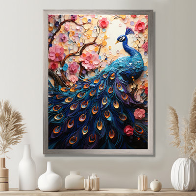 «Flower Colors Of The Peacock III» - art mural encadré paon