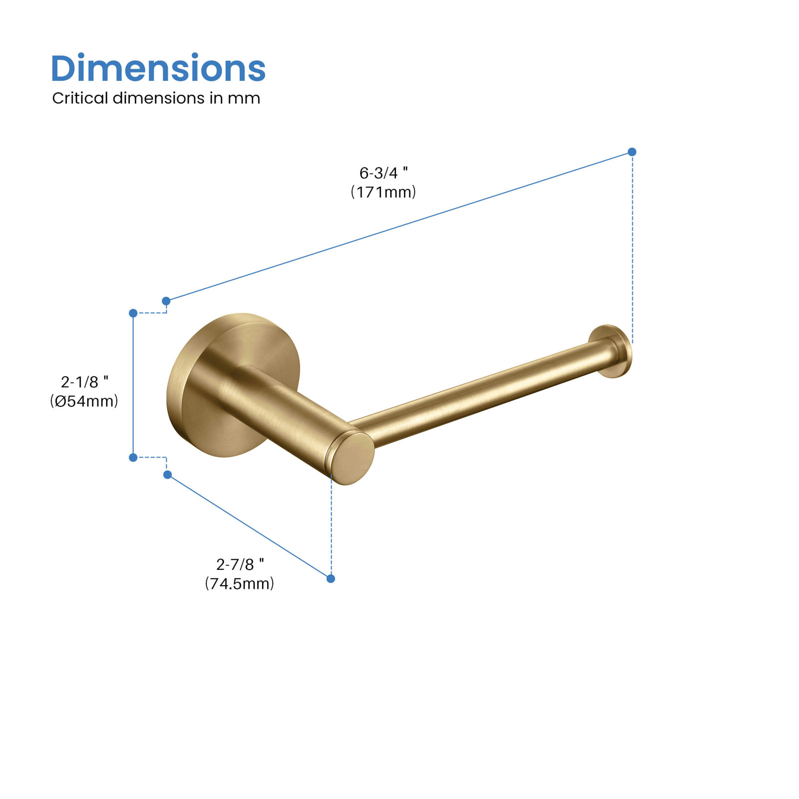 Wall Mount Toilet Paper Holder, Brushed Brass