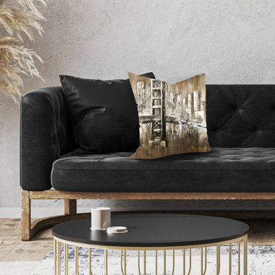 Aged finish golden gate - 18"x18" Throw pillow cover - Poly twill - Print on demand