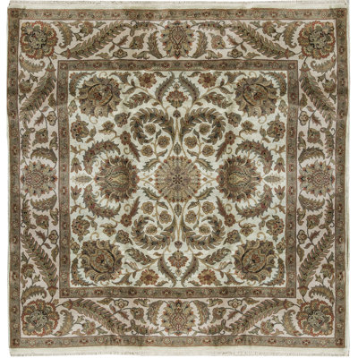 Tapis bleu clair et ivoire de haute qualité noué à la main Trinity