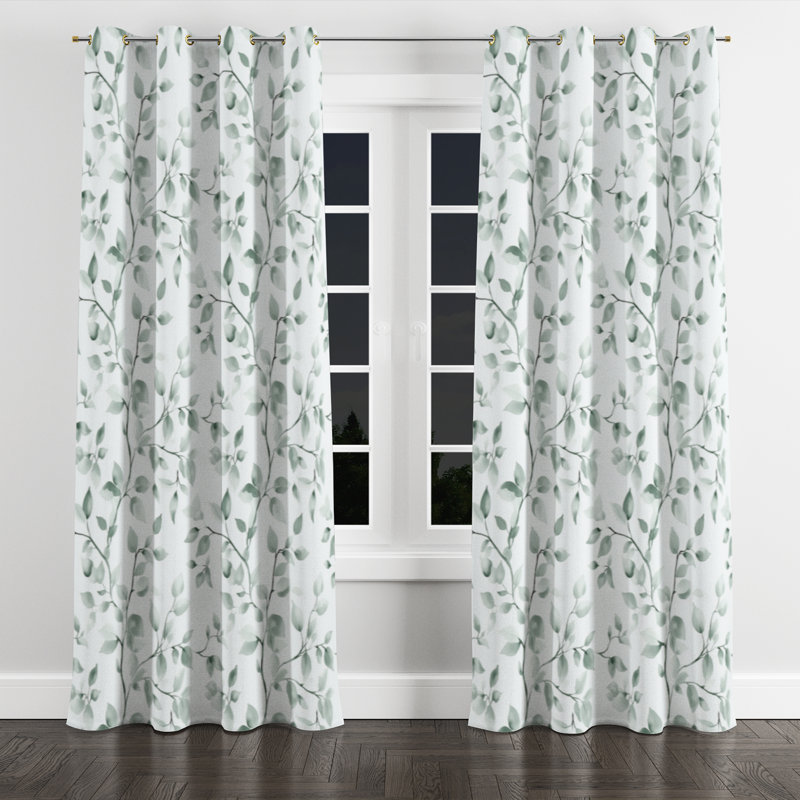 Country Farmhouse Room Darkening Curtains - Floral Banan Grommet Curtain - 1 Panel, Gold Grommets, 52" W x 63" L