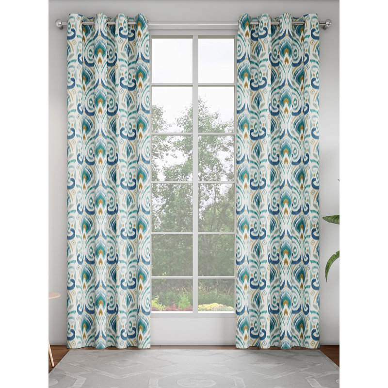 Rideau de porte Ikat imprimé 52 po x 84 po - paquet de 2 panneaux., Bleu