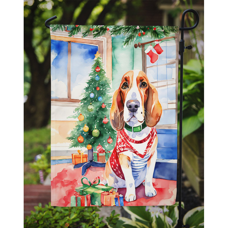 Drapeau de Noël Basset Hound, H 15,5 po x l 11,25 po