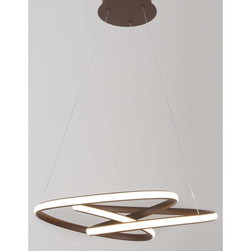 1 - Light LED Geometric Pendant, Coffee Brown