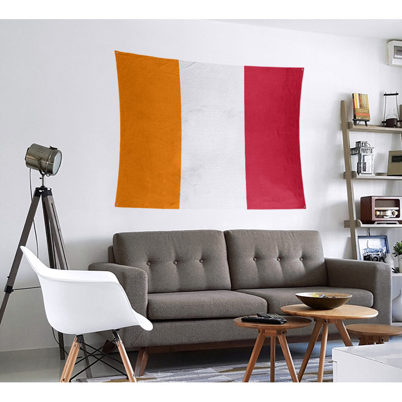 Tapisserie en polyester Tampa, Orange / blanc cassé / rouge, H 88 po x l 104 po