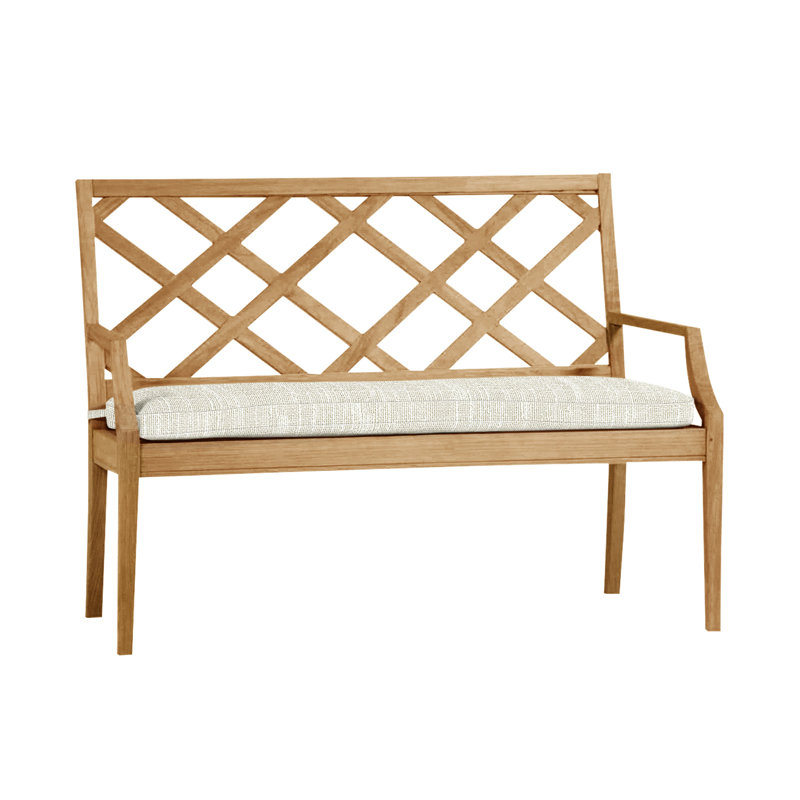 Banc en teck naturel Haley, Teck naturel, InsideOut® Rollo ‑ lin crème, Pas de soudure