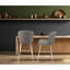 2 tabourets de comptoir de style industriel gris, structure en métal thermolaqué blanc, siège rond rembourré en mousse pour salle à manger contemporaine et rembourrage mat, structure aux lignes épurées