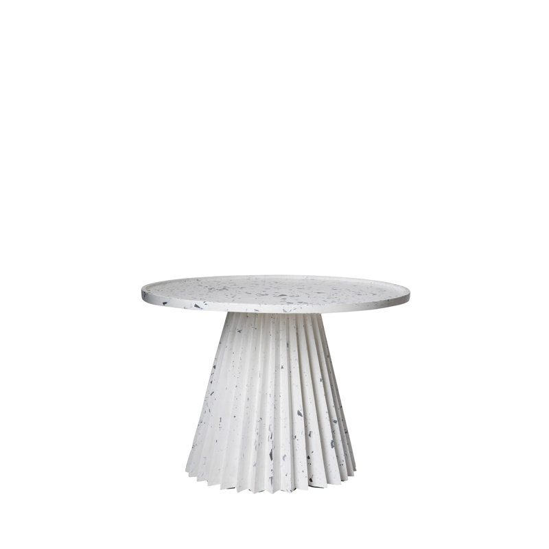 MashT Terrazo Pedestal End Table, White/Gray, 16" H x 24" W x 24" D