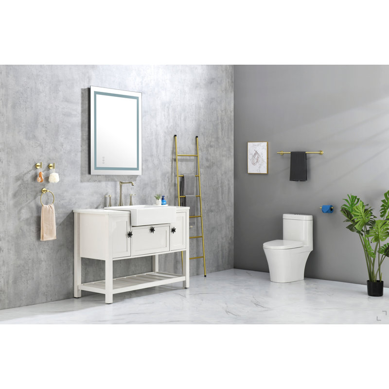 Miroir de salle de bain 40 po x 36 po à DEL avec façade, miroir de meuble-lavabo mural, anti-buée, mémoire, 3 couleurs, réglable en continu