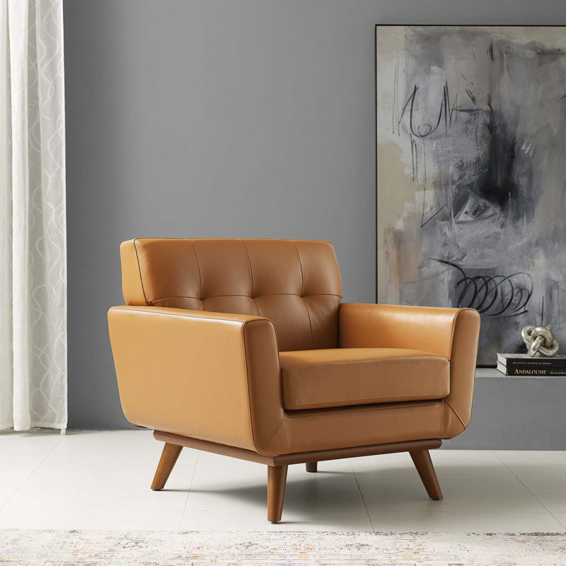 Fauteuil de salon Carson Carrington, Cuir véritable brun clair, Brun