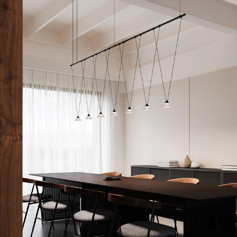 Black Glass LED Island Pendant Light Fixture