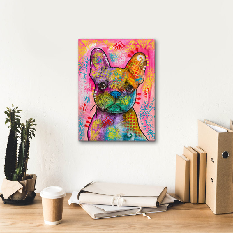 'Frenchie' by Dean Russo Canvas Wall Art, 16" H x 12" W