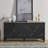 65.2" Black Sideboard Buffet Cabinet, Mid Century Modern, Symmetrical Geometric Accent, Adjustable Shelf, Fits Decor With Storage, Modern Design, Suitable For Various Rooms, Made Of Solid Wood And-2106814739