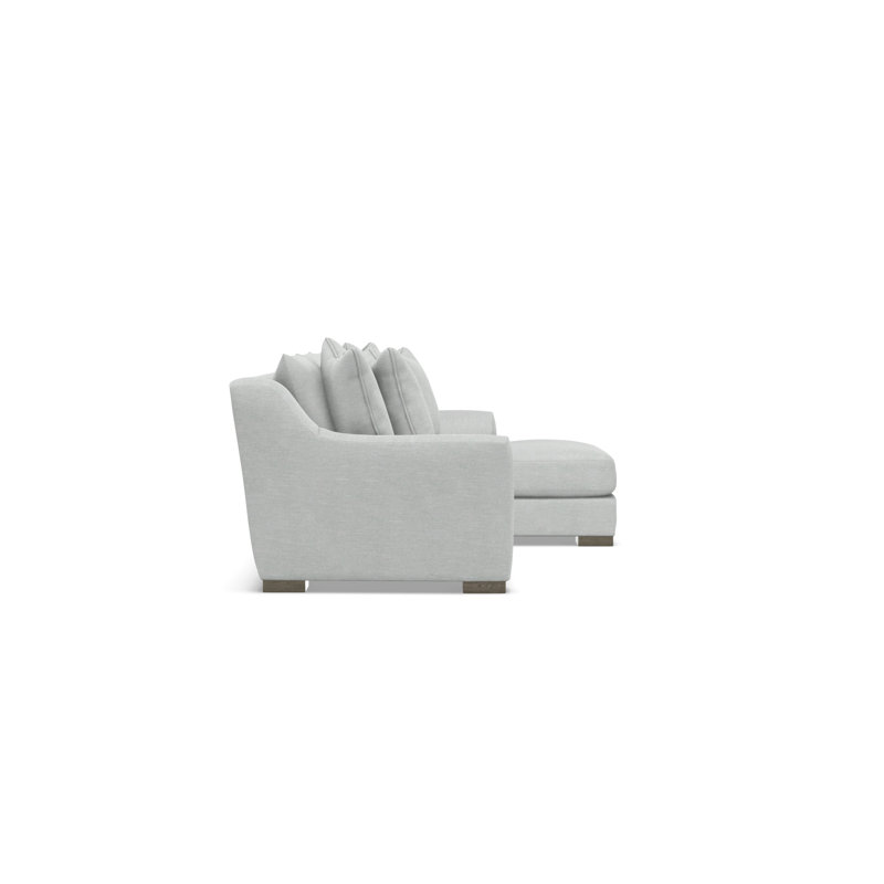 Gabi 3-Piece Fabric Sectional, Light Gray Polyester Blend, 35" H x  105" W x 63.5" D, Right Hand Facing