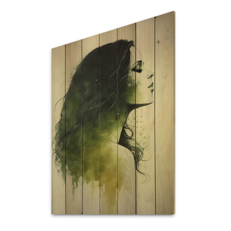 «Elbira Sensual Woman», impression à l'aquarelle IV sur bois, H 40 po x l 30 po x P 0,78 po