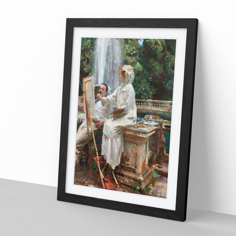 The Fountain, Villa Torlonia by John Singer Sargent - Picture Frame Painting, Black, 36cm H x 27cm W x 2cm D