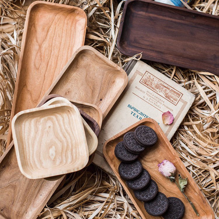 Solid Wood Snack Plate, 4.7" W x 9.4" D x 0.7" H, Rectangle