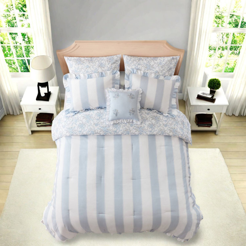 Ensemble de literie bleu simple / simple TG, édredon en microfibre, chambre à coucher moderne