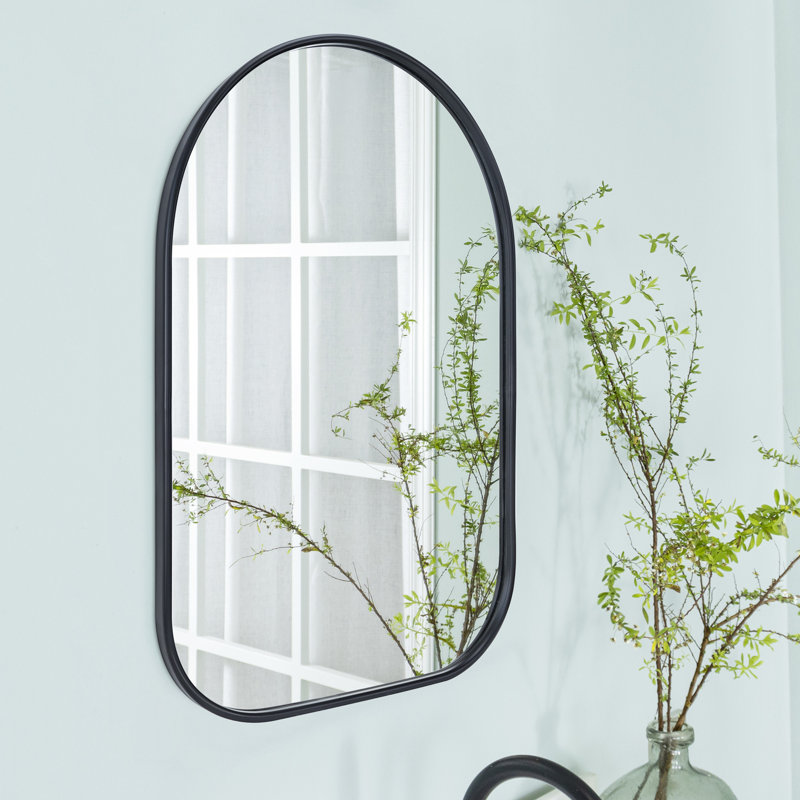 Metal Arch Mirror, Matte Black, 37" x 23"