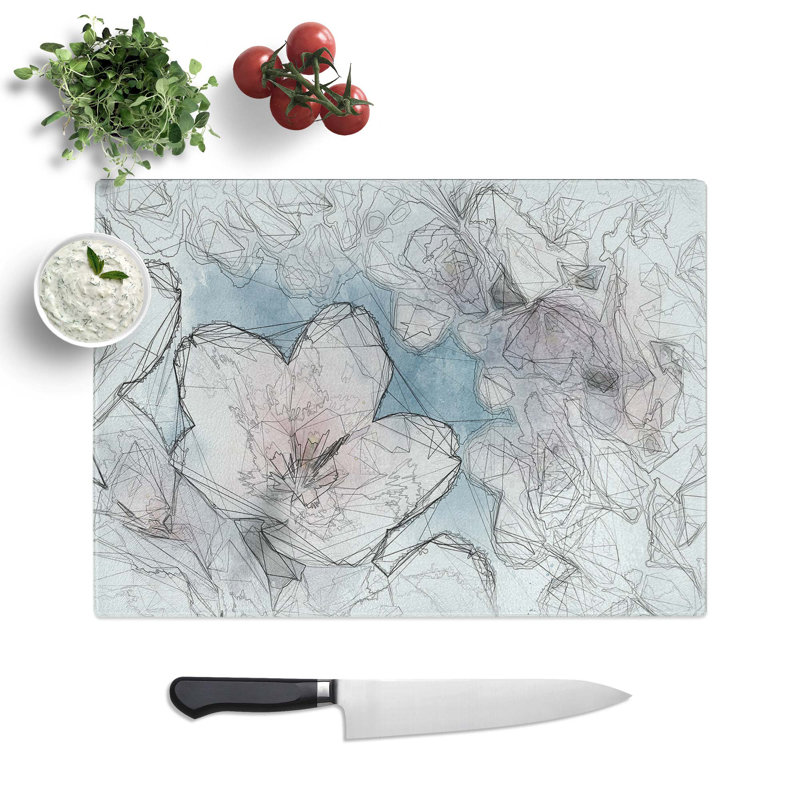 Tempered Glass Cherry Blossom Tree in Spring Chopping Board, 39 cm W x 28.5 cm L