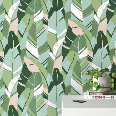 Saugat Hearts of Palm Peel and Stick Wallpaper Roll