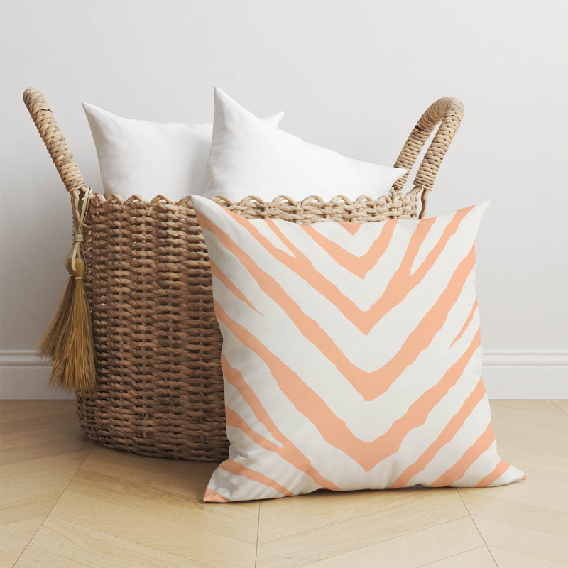 Coussin Zebra, H 18 po x l 18 po, Pêche / orange