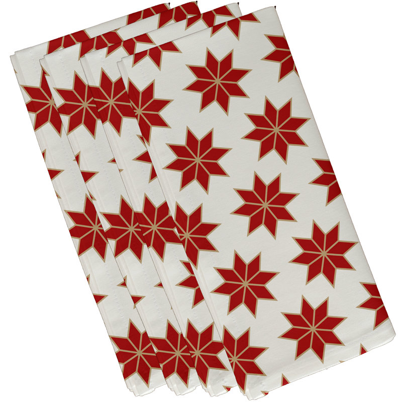 Ensemble de serviettes 4 pièces Noël stars, Rouge