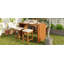 Ensemble de bar extérieur 5 pièces, table de salle à manger en bois de patio et quatre tabourets avec coussins pour la cour, le bord de la piscine et le balcon