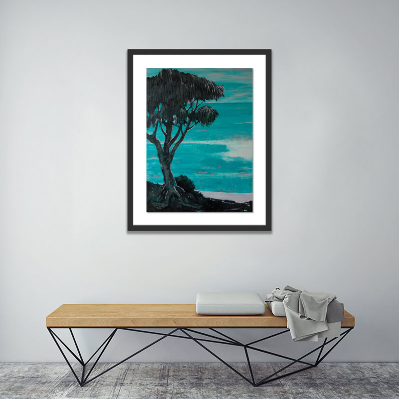 Tree Watching The Sea Print by Peter De Boer, 40" H x 32" W x 2.5" D, Black