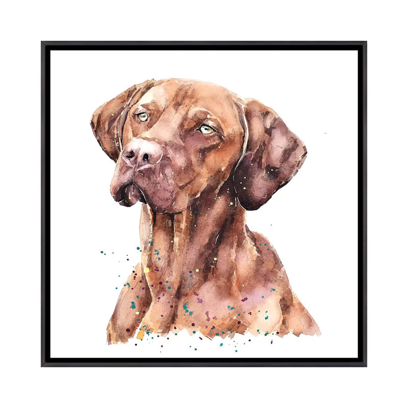 Reproduction d’art sur toile bisesaque, H 26 po x l 26 po x P 1,5 po, Toile avec cadre noir patiné, Pas de tapis