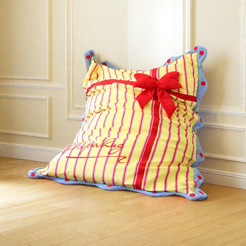 Cute Lazy Bean Bag Sofa, Yellow Velvet