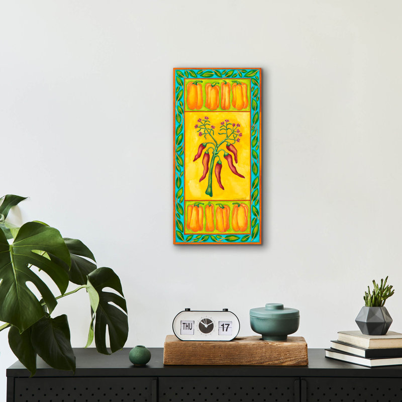 «Peppers With Multi Red» par Andrea Strongwater, art mural en verre acrylique, H 24 po x l 12 po