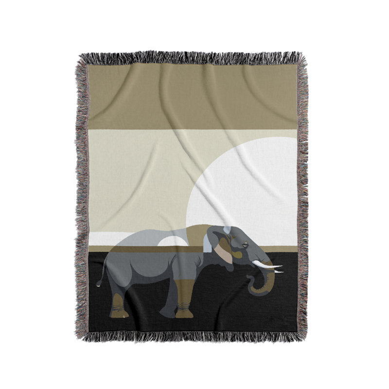 Jeté en mélange de coton éléphant Carney, L 60 po x l 50 po, Noir / gris / or