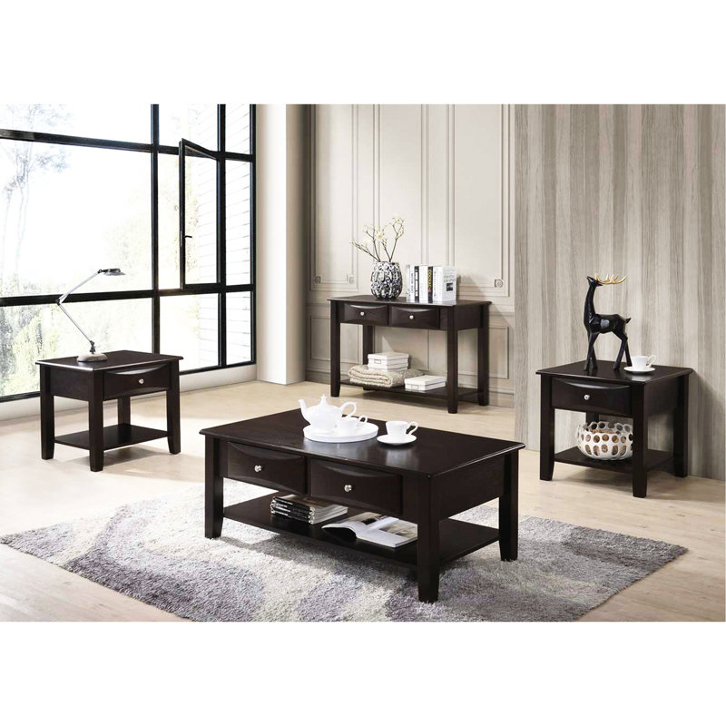 Table de bout rectangulaire brune avec tiroir et tablette polyvalente pour la décoration intérieure