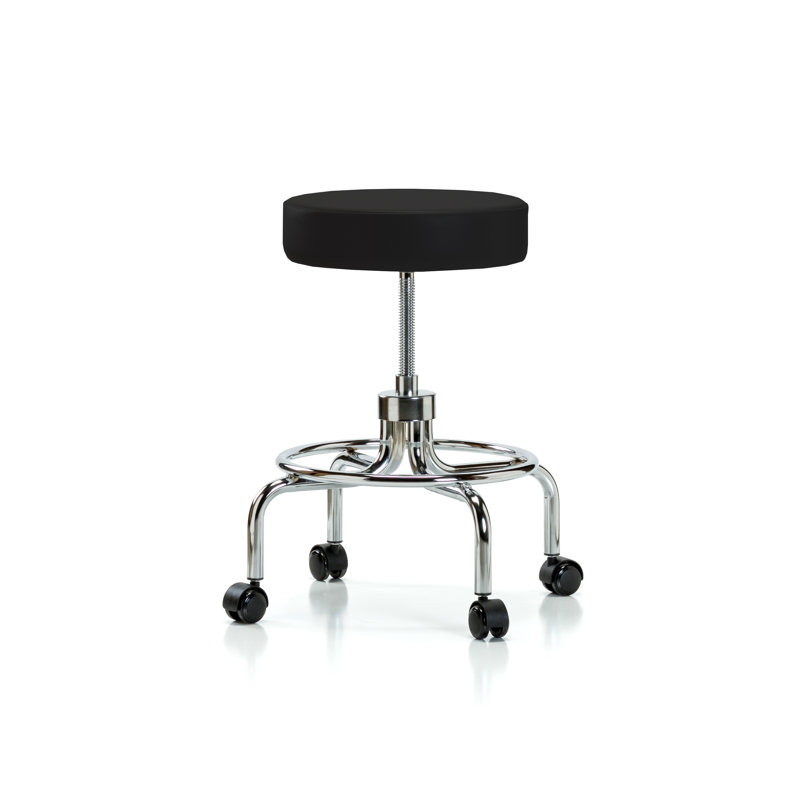 Tabouret rétro PERCH | Hauteur moyenne du banc: 18,5 à 24 po, Vinyle noir
