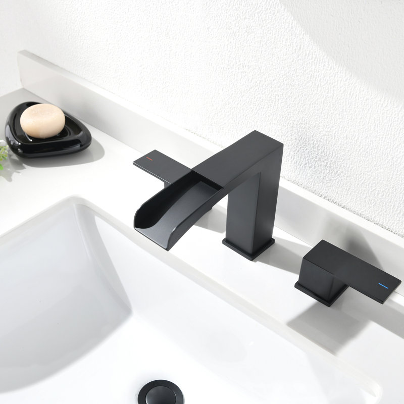 Widespread 2-handle Bathroom Faucet with Drain Assembly, Matte Black