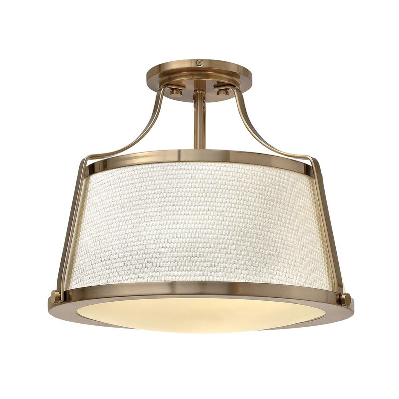 Barryknoll Fabric Semi Flush Mount, Brushed Caramel