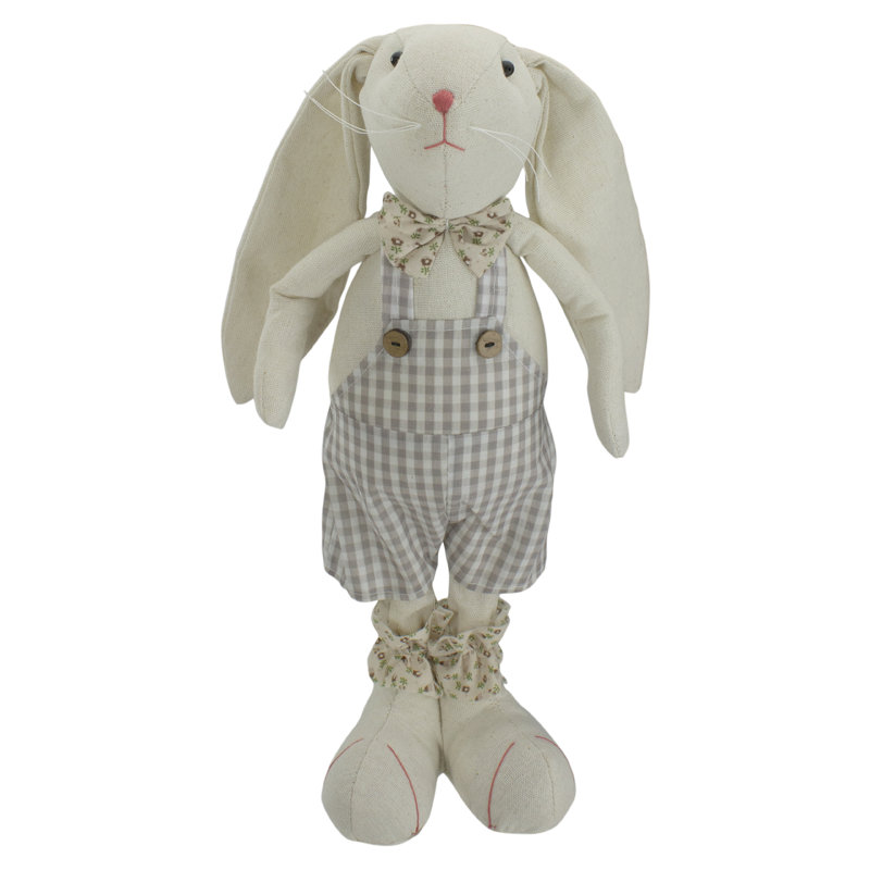14.5-Inch Beige and Cream Standing Boy Bunny Rabbit Spring Figure