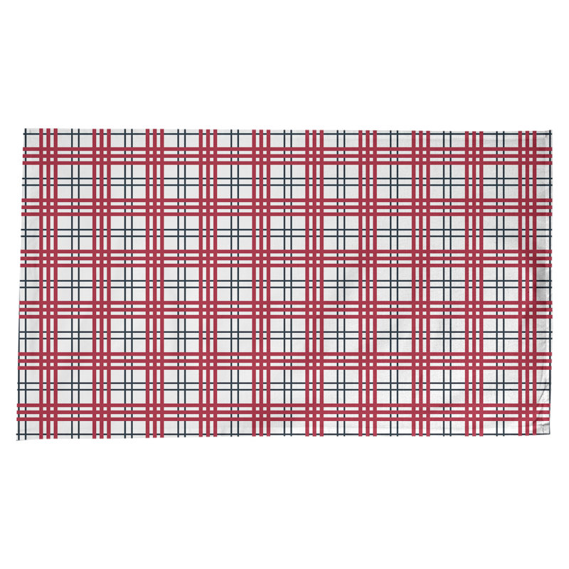 Nappe en mélange de coton à carreaux, Blanc / bleu foncé acier / rouge bataille