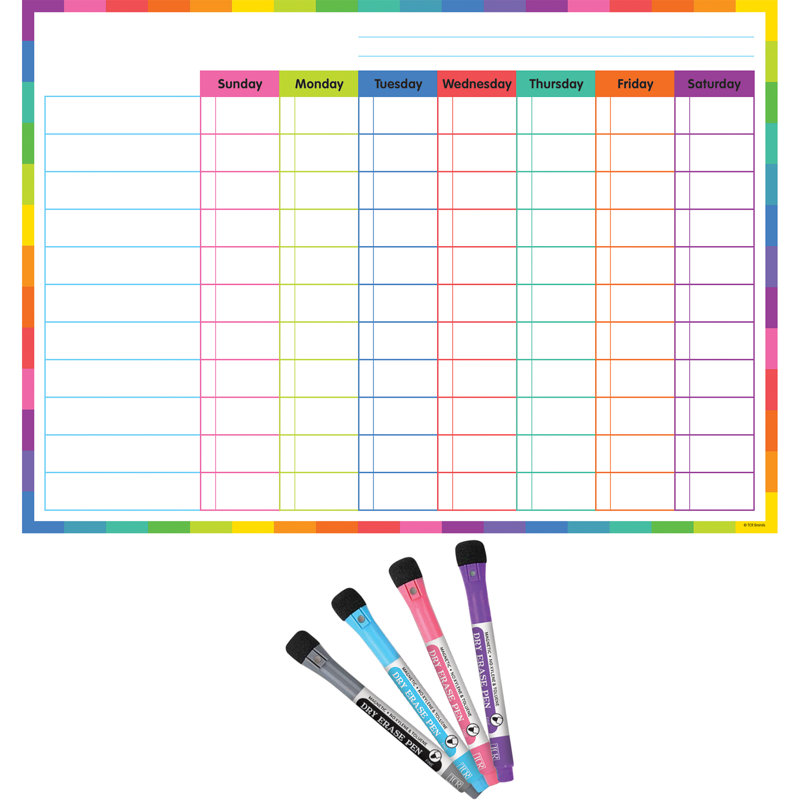 Teacher Created Resources® Colourful Dry-Erase Magnetic Task Chart