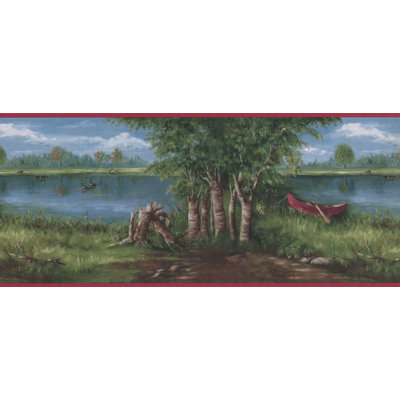 Bordure de papier peint rétro «Ducks» de L 15 pi x l 10,5 po Diggs Lake Forest