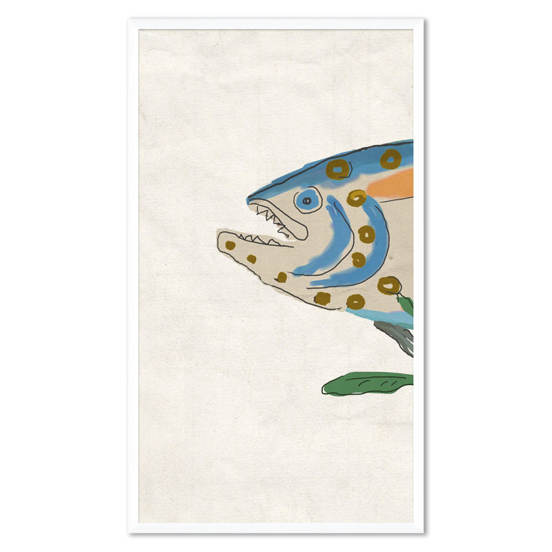 «Trout Tryptic I» par Dana Gibson - peinture encadrée