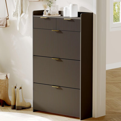 Armoire à chaussures Wave Design avec 3 tiroirs rabattables et 2 tiroirs supérieurs