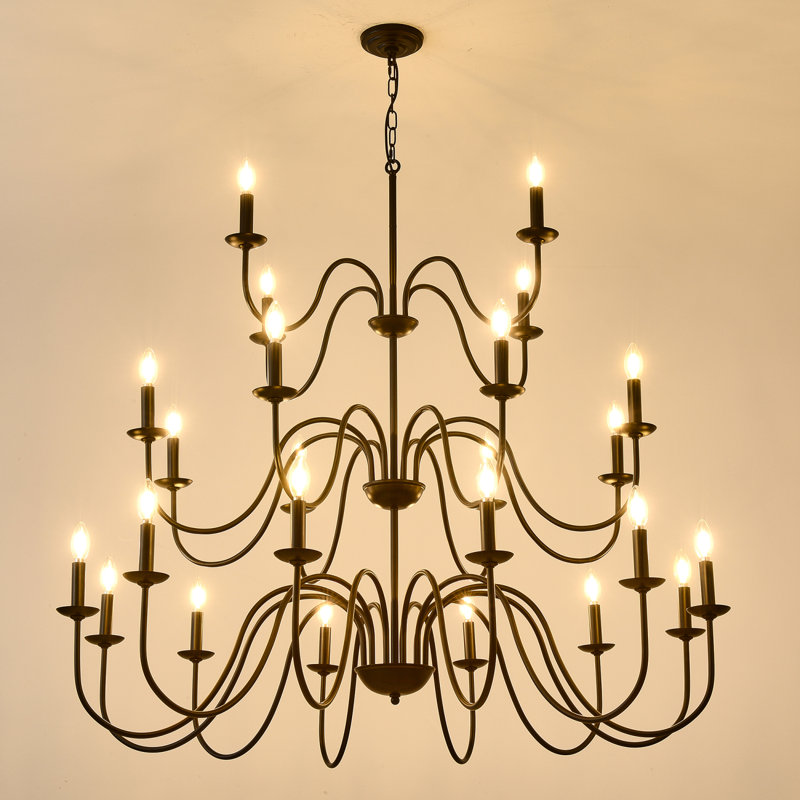 Lustre de style campagnard, métal industriel noir pour les plafonds hauts, hauteur réglable, base E12